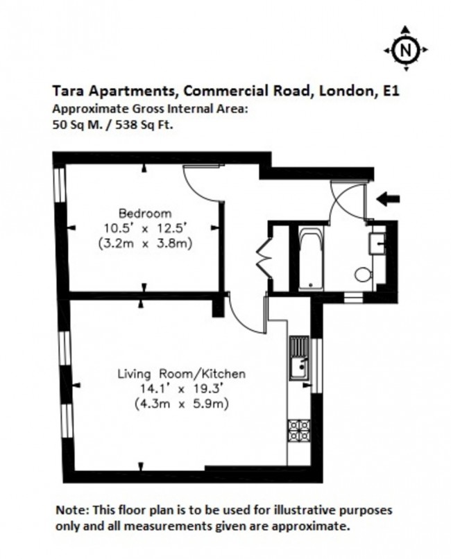 Floorplan for Tara Apartments, Commercial Road, Whitechapel, London