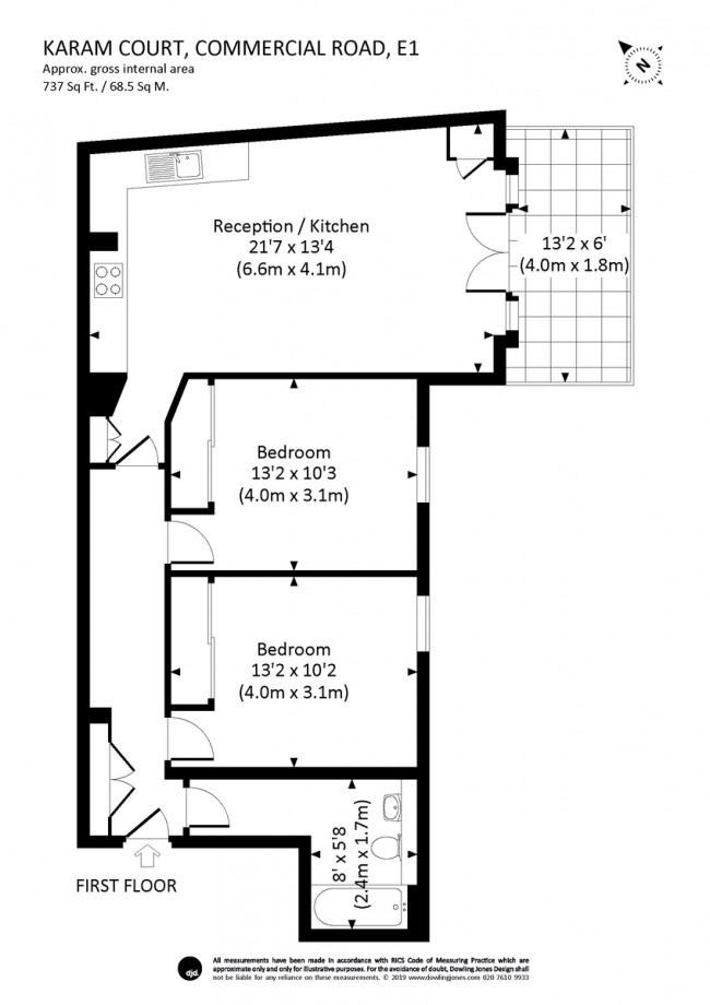 Floorplan for Karam Court, 305 Commercial Road, London, e1 2ps